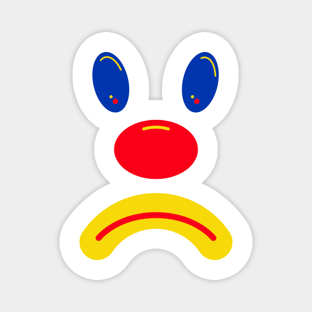 Sad Clown - Primary Colored Magnet by Squidoink