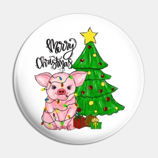 Merry Christmas Pig funny Pin