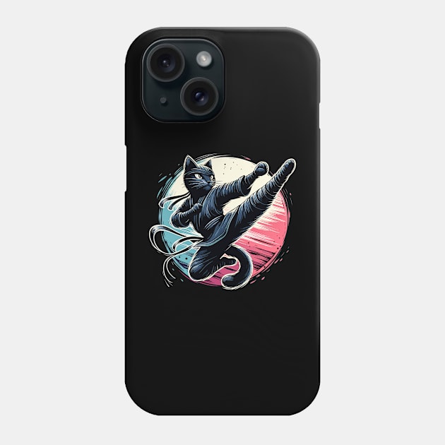 Ninja Cat Jump Kick Phone Case by Genbu