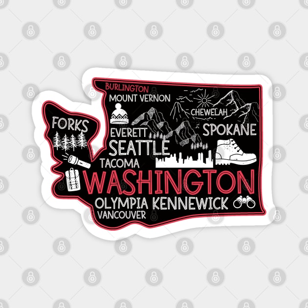Burlington Washington cute map Tacoma Seattle Kennewick Spokane Magnet by BoogieCreates