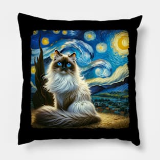 Ragdoll Starry Night Inspired - Artistic Cat Pillow