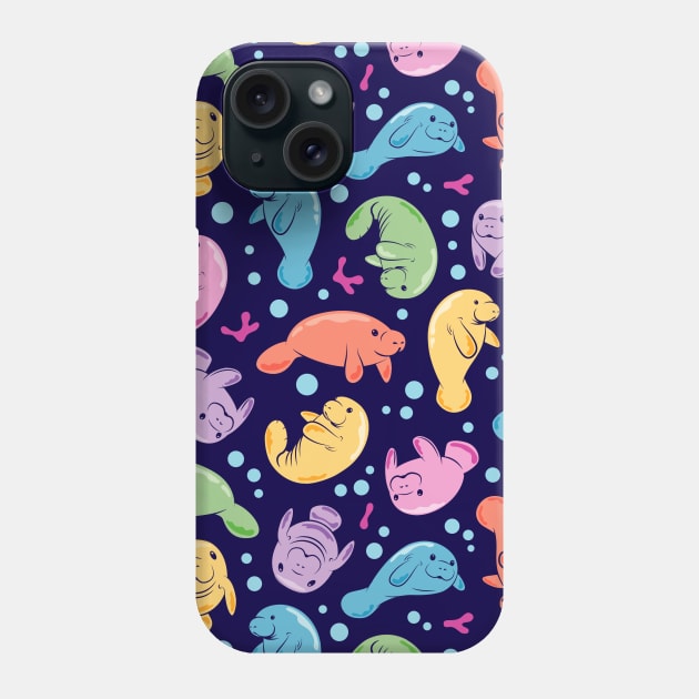 Cute Manatee Colorful Underwater Pattern Phone Case by bangtees