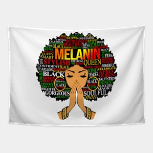 Melanin Words Art Afro Natural Hair Black Queen Tapestry