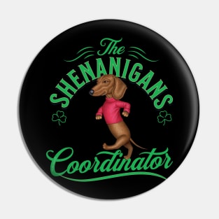 Cute funny Doxie Dog on Dachshund Shenanigans Coordinator tee Pin