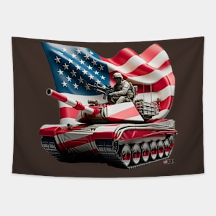 American Military Soldier and USA Flag by focusln Tapestry