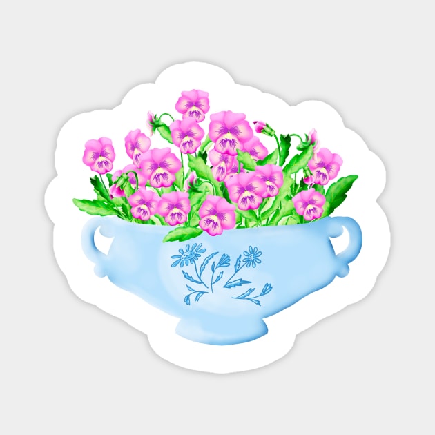 Pansies in a bowl Magnet by Amalus-files