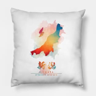 Niigata, Japan Watercolor Map Art Pillow