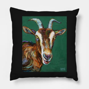 Toggenburg Goat on Green Pillow