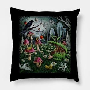 watercolor crow mind their own business Pillow