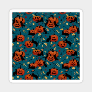 Spooky cats & pumpkins Magnet