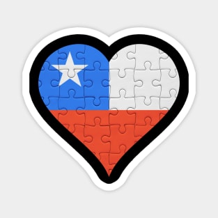 Chilean Jigsaw Puzzle Heart Design - Gift for Chilean With Chile Roots Magnet