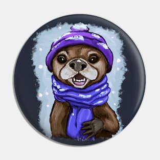 Winter otter Pin