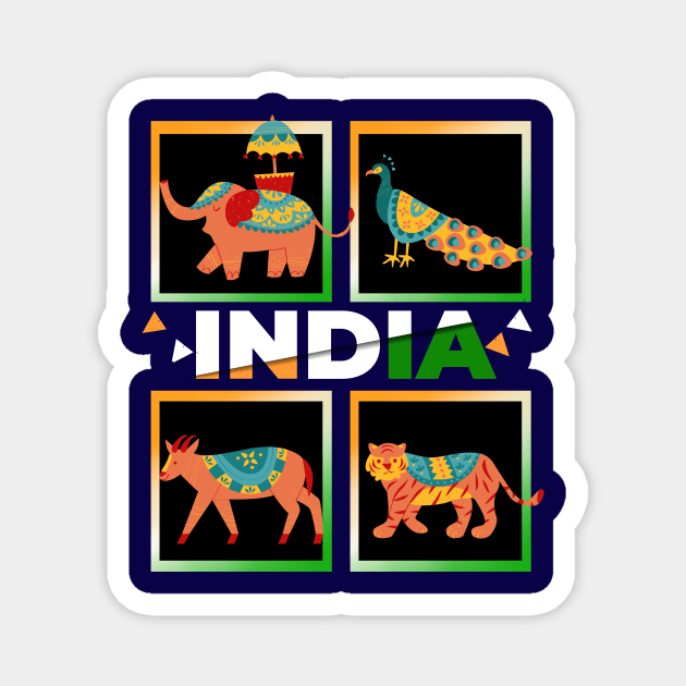 India and Animal Love Magnet by Savi L'amour