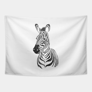 Zebra Illustration in Black and White Tapestry