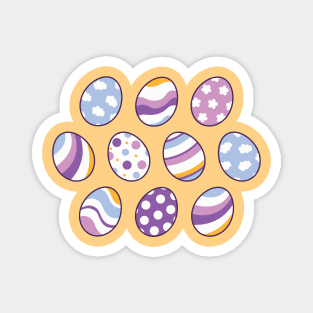 Egg Pattern | Purple Orange | Stripes Clouds Flowers Dots | Light Orange Magnet