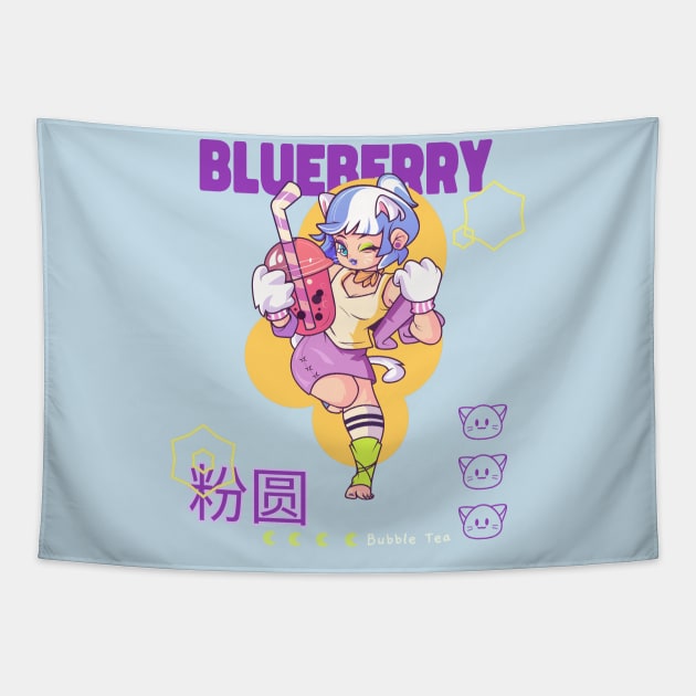 Bubble Tea Boba Tea Lover Kawaii Cute Anime Character Tapestry by Tip Top Tee's