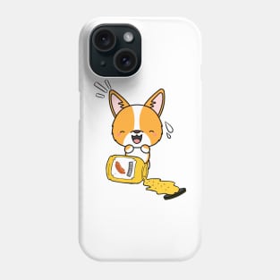 Cute Corgi Spilled a jar of mustard sauce Phone Case