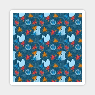 Frogs in my lily pond | Blue Teal Color palette Magnet