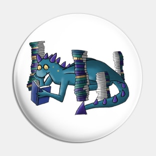 Nerd dragon with a horde of books Pin