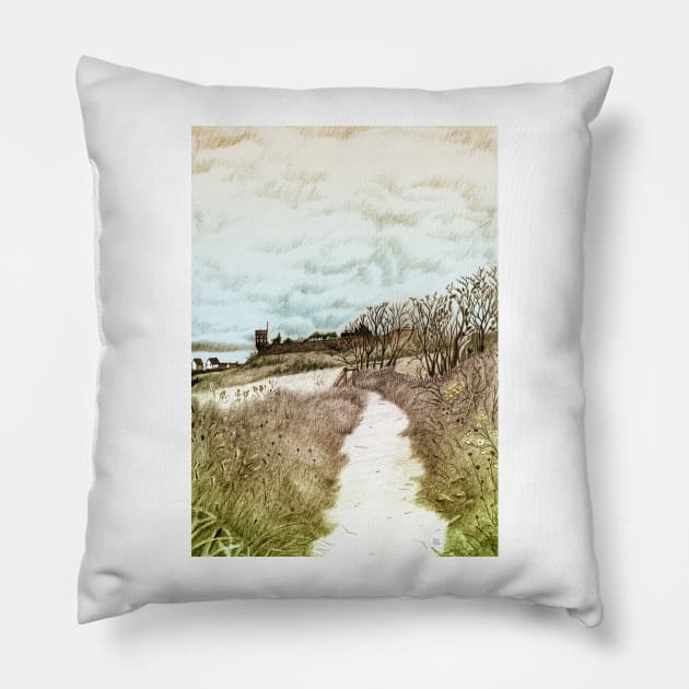 Coastal path at Crail in Fife, Scotland [Colour version] Pillow by grantwilson