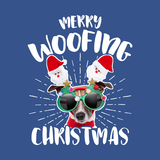 Merry Woofing Christmas Santa Glasses Dog by Rebus28