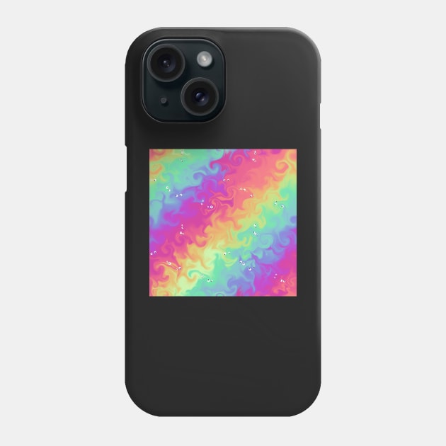 Silly Floating Googly Eyes on Rainbow Swirls Phone Case by JamieWetzel