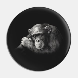 Chimpanzee in Thoughtful Pose Pin