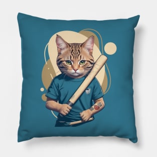 Baseball Bat Cat Pillow