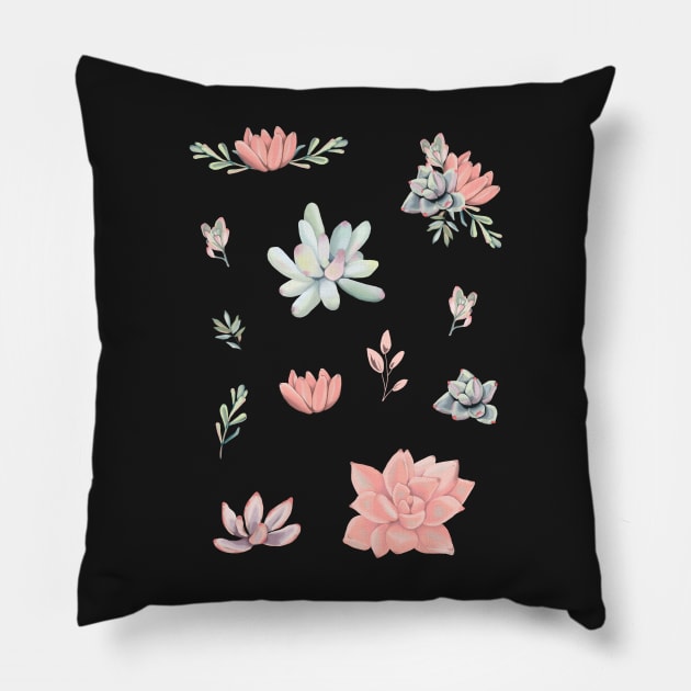 Succulent Flower Sticker Set Pillow by caitlinshea24