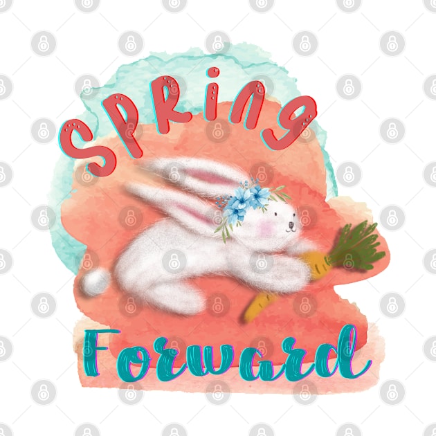 Spring Forward Watercolor Rabbit by Holisticfox