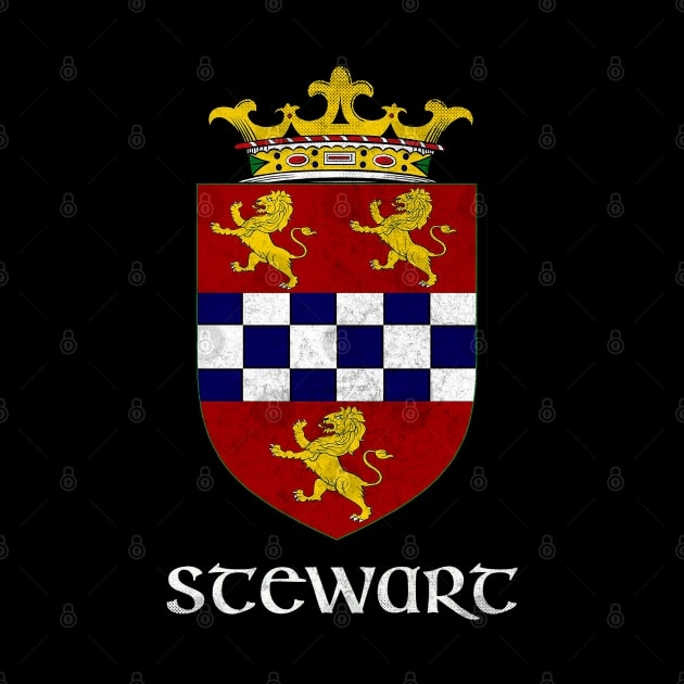 Stewart Name / Faded Style Family Crest Coat Of Arms Design by feck!