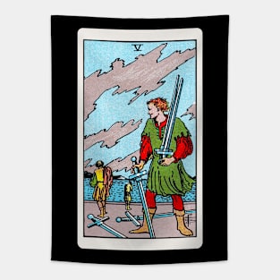 Card #54 - Five Of Swords - Rider Waite Smith Tarot Tapestry