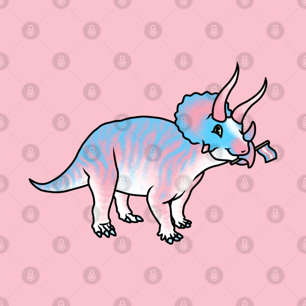 TRANSceratops Prideosaur - Pride Month Transexual Flag Dinosaur by saradrawspaleo