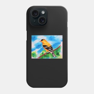 Watercolor Goldfinch Perching Phone Case