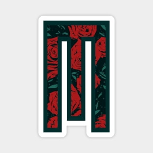 Modern Rose Floral Initial Name Alphabet - Letter M Magnet