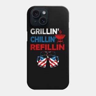 Grillin Chillin and Refillin Funny BBQ Beer Drinking Graphic Phone Case