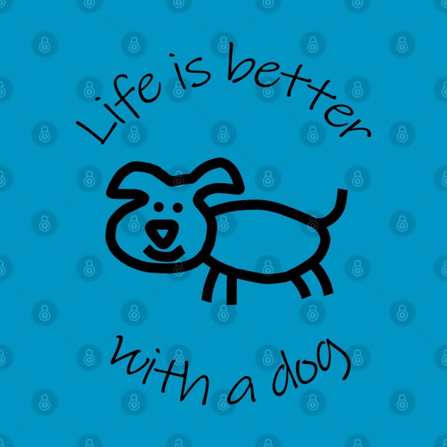 Life is Better with a Dog Animals Quote by ellenhenryart