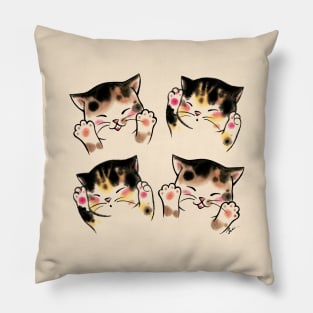 Four pink paws cats Pillow