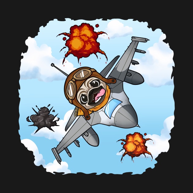 Pugtop Gun: The High-Flying Jet Fighter Pug by Holymayo Tee