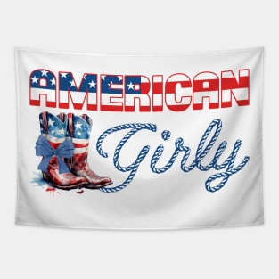 American Girly Coquette 4th Of July Gift For men Women Tapestry