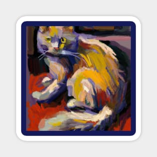 Painting of a Cat in the Style of Cezanne Magnet