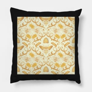 Sweet Nectar Bee Damask Pattern Pillow