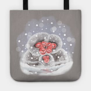 Snow monkey family Tote