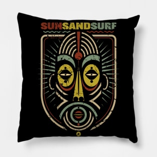 Summer Sun Tiki Badge Pillow