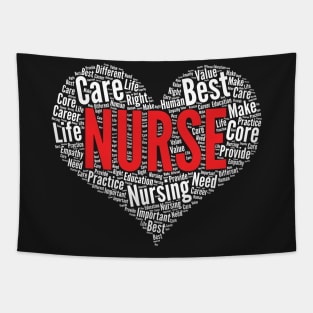 Nurse Heart Shape Word Cloud RN Nursing product Tapestry