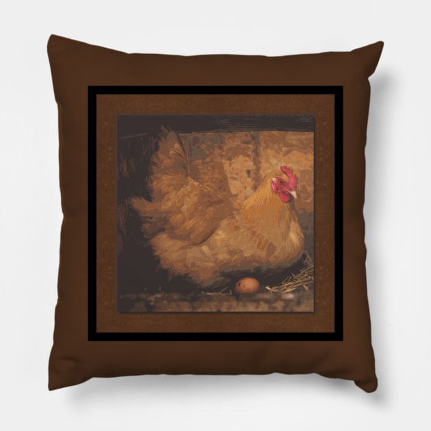 Perfect Chicken Brown Pillow by ArtticArlo