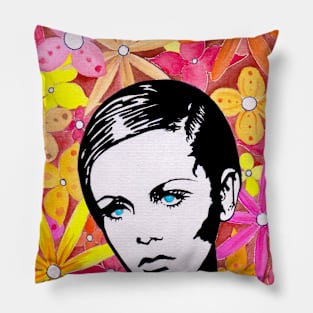 Twiggy 60s Retro Pop Art Pillow