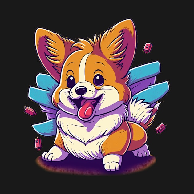 Cute corgi beaming happy by Shaani