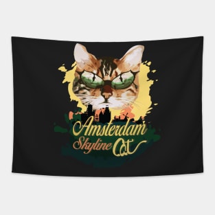 Amsterdam skyline cat (colors) Tapestry