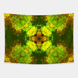 Psychedelic Hippie Green and Yellow Tapestry